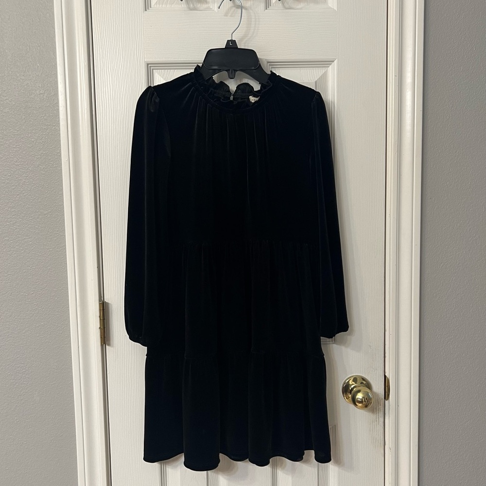 Copper Key Black velveteen girls dress👗Size M NWT; poly/spandex with shimmer
